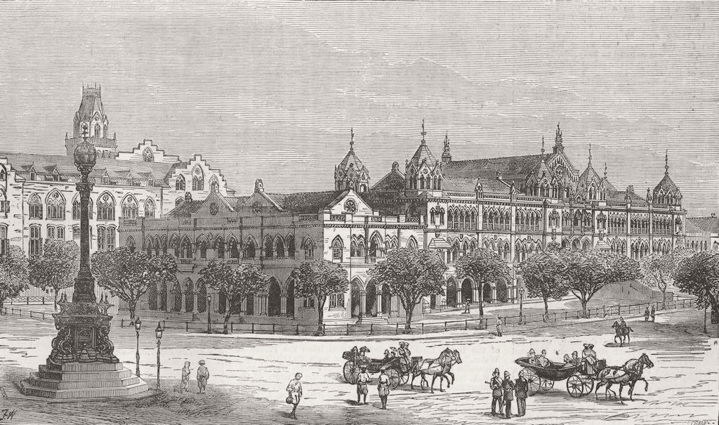 INDIA. Elphinstone High School, Mumbai 1880 old antique vintage print picture